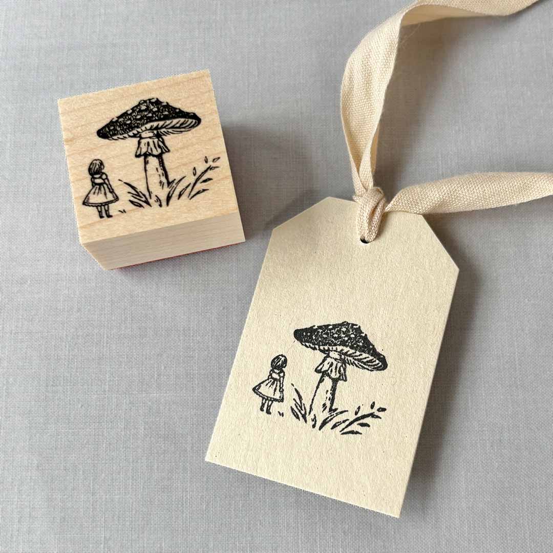 Mushroom and girl stamp