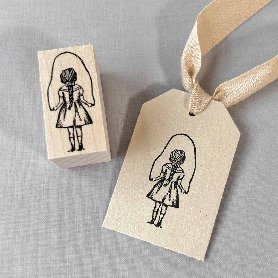 Skipping rope girl stamp